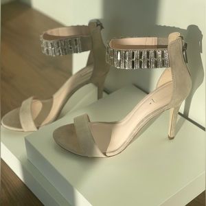 ALDO “GALENADDA” nude suede sandal heels